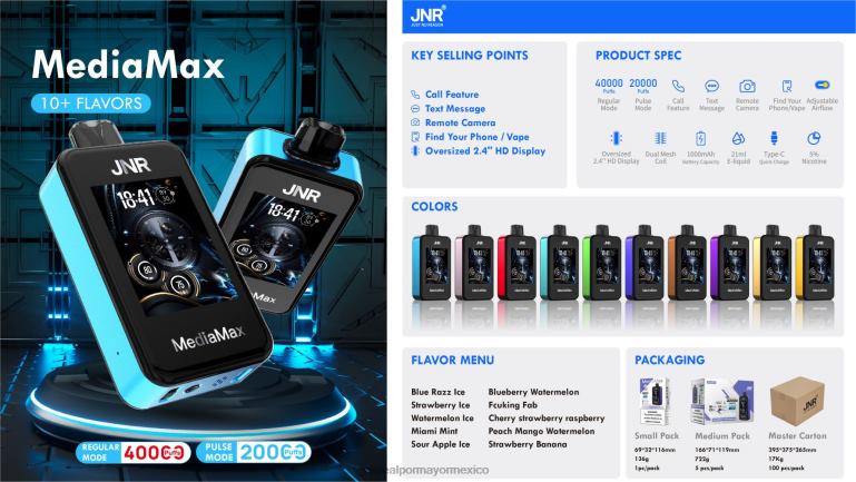 JNR MediaMax bocanada de 40k hielo de manzana agria J846V20 Atomizador Vaporizador Elétrico