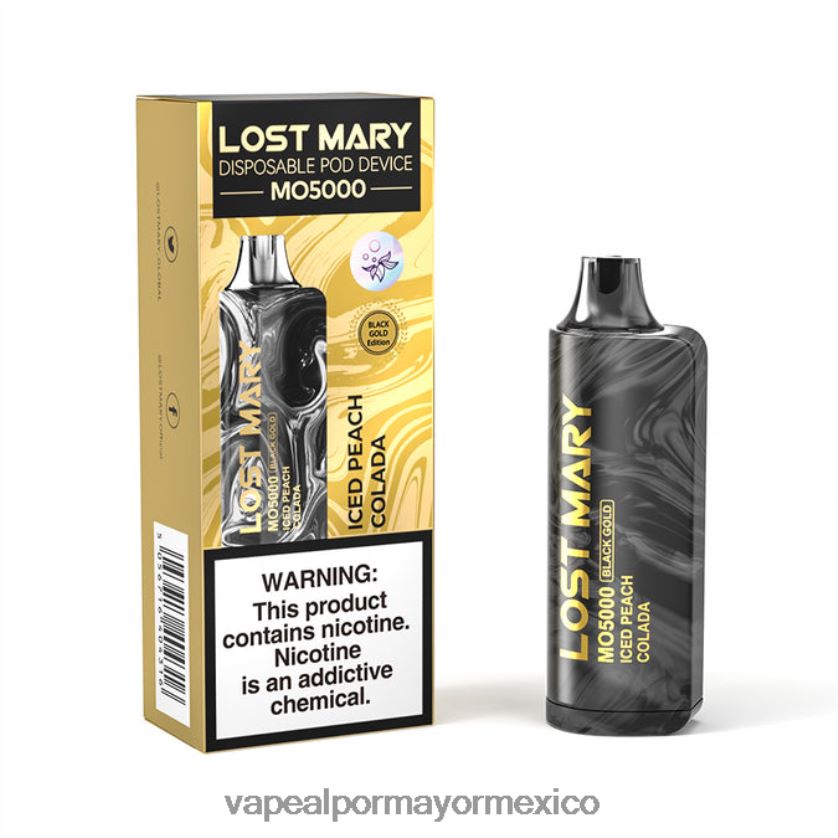 Vaporizador Desechable Al Por Mayor colada helada de durazno D4H84F345 LOST MARY MO5000 oro negro 10ml