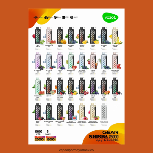 Vape Al Por Mayor Mexico - VOZOL engranaje shisha 25000 multi 8F0F6P1