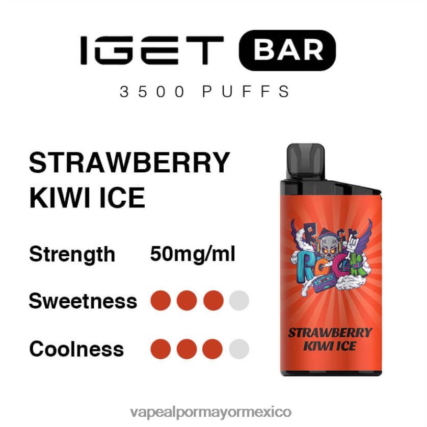 Atomizador Vaporizador Elétrico hielo de fresa y kiwi D4H84F90 IGET BAR 3500 5% nicotina