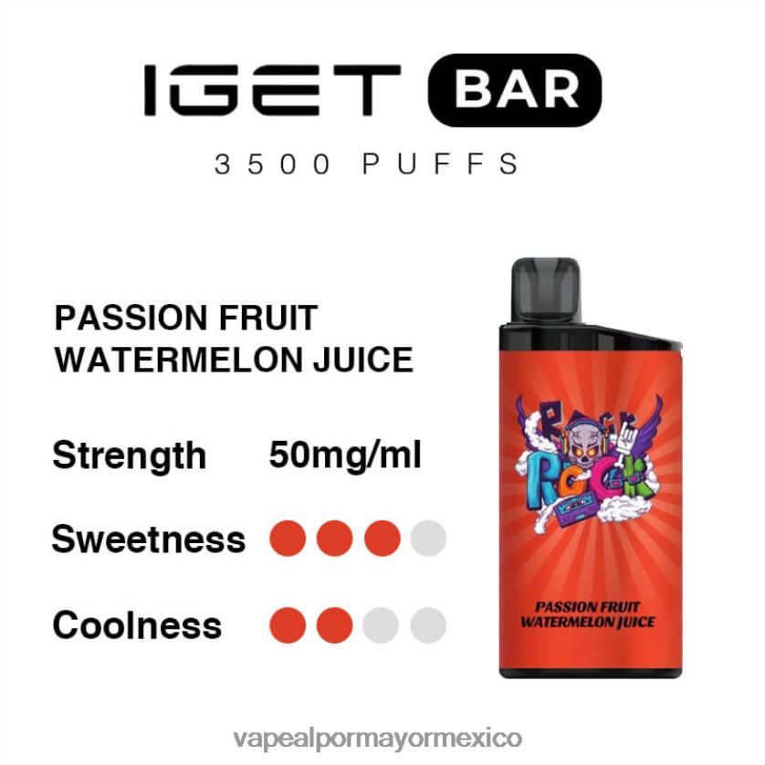 Vaporizador Mexico jugo de sandía y maracuyá D4H84F97 IGET BAR 3500 5% nicotina